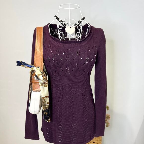 Cute vintage y2k purple babydoll sweater long sleeve blouse - Picture 2 of 6